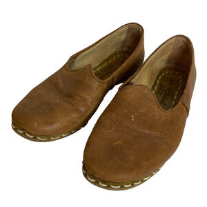 Sabah Brown Leather Flats